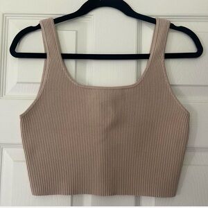 House of Harlow 1960 Beige Ribbed Crop Top